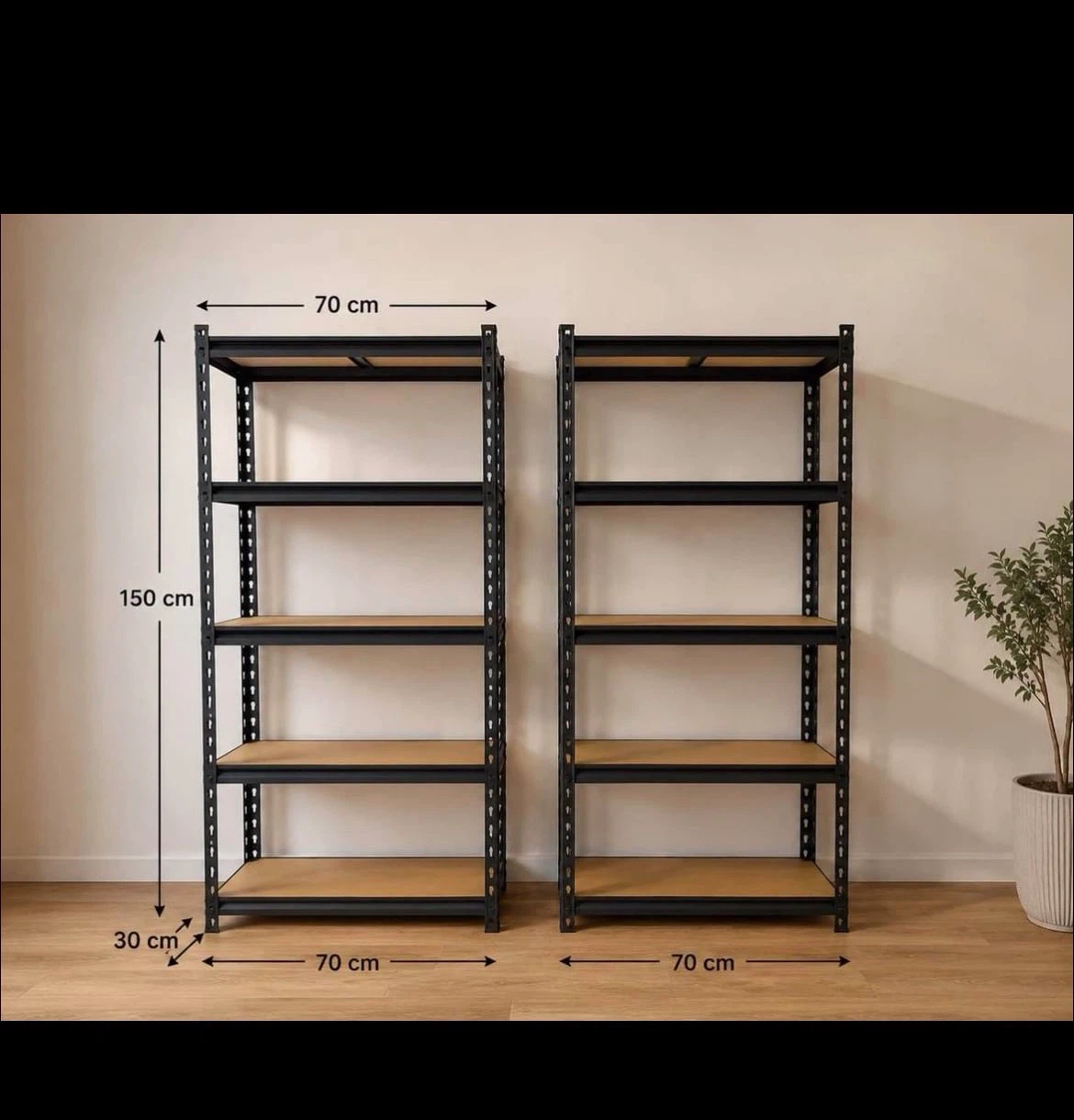 Two 5-Tier Industrial Metal Shelving Units - photo 2