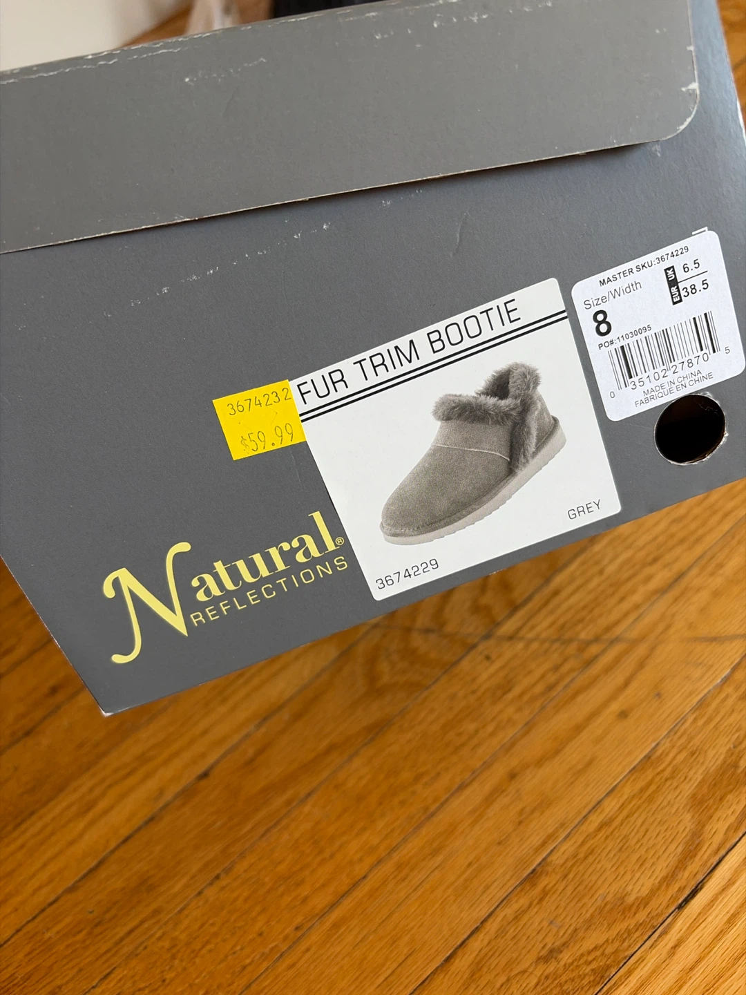 Natural Reflections Fur Trim Booties Grey Size 8 - photo 3
