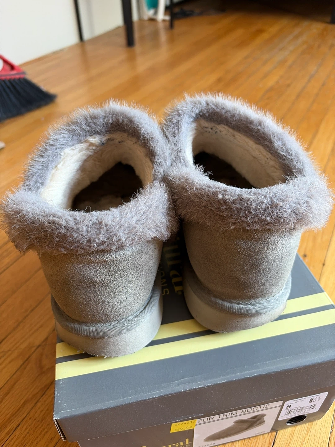 Natural Reflections Fur Trim Booties Grey Size 8 - photo 5
