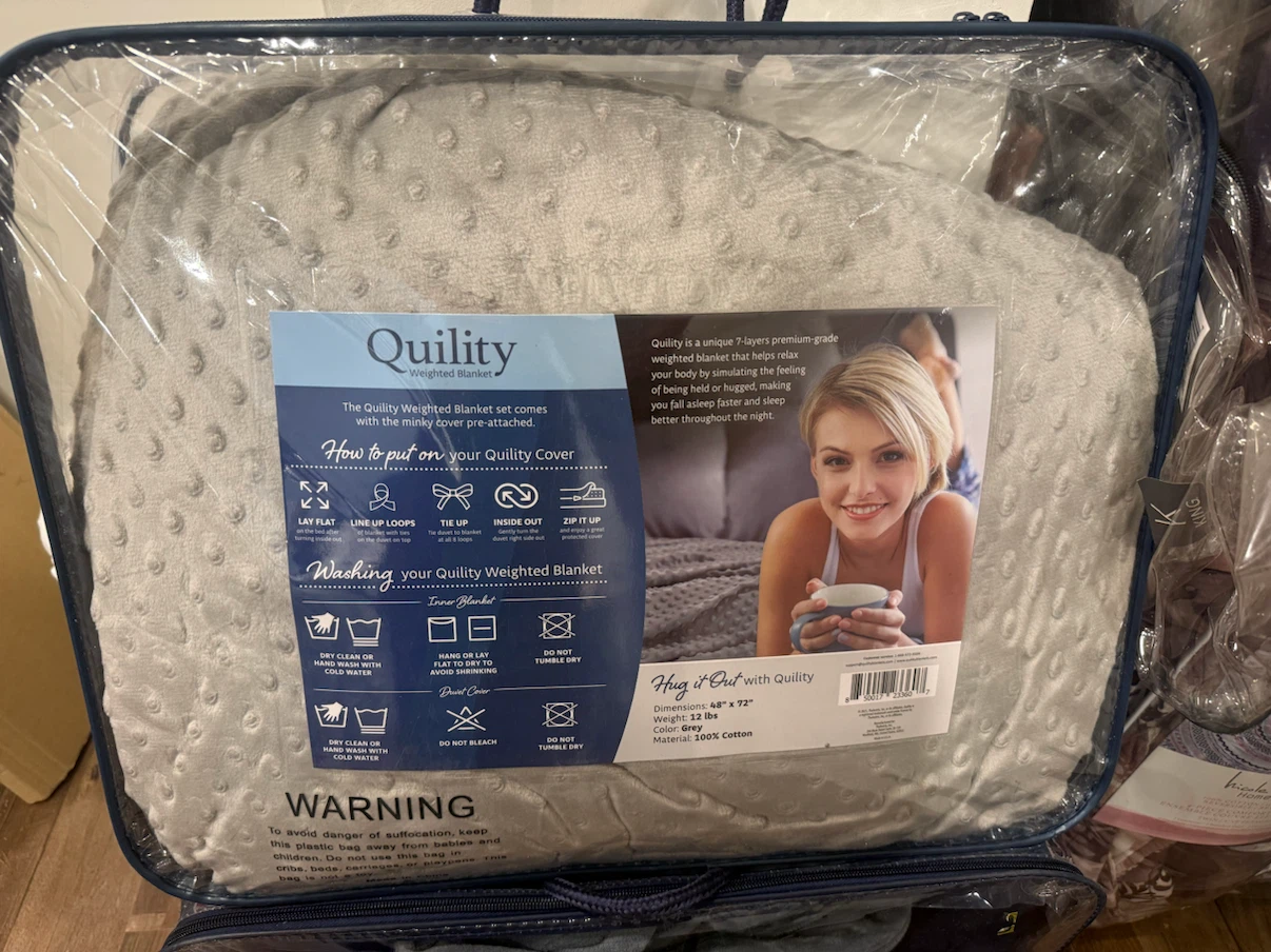 Quility Weighted Blanket - Grey, 12 lbs