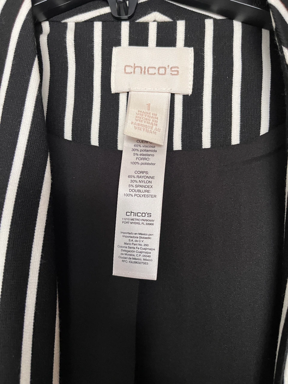 Chico's Black and White Striped Jacket Size 1 - photo 3