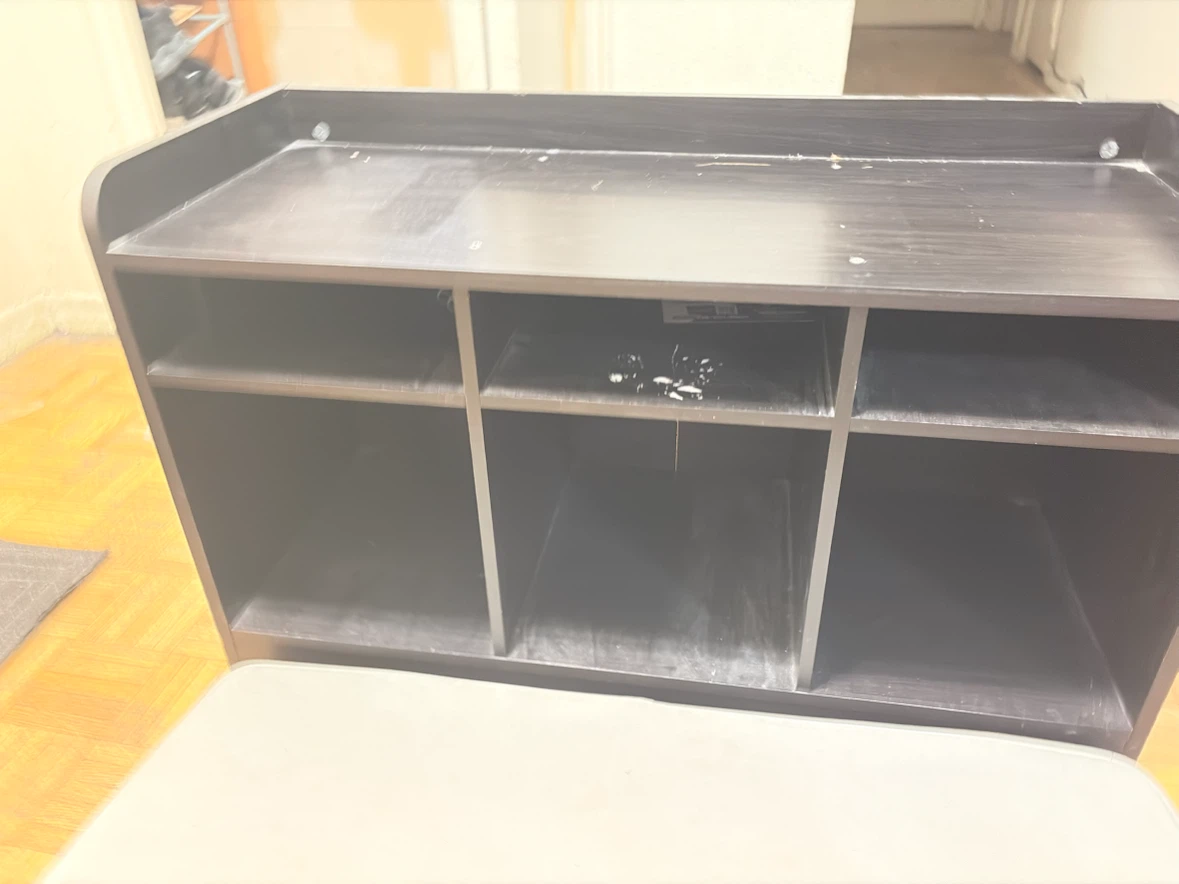 Black shoe storage bench with white cushion - photo 2