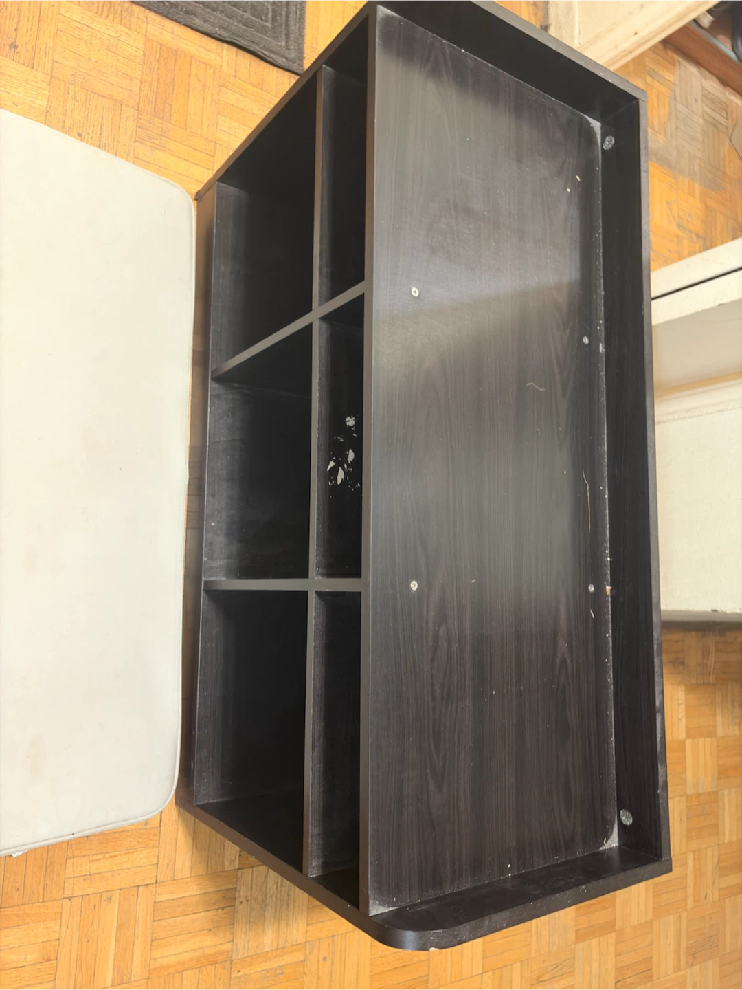Black shoe storage bench with white cushion - photo 3