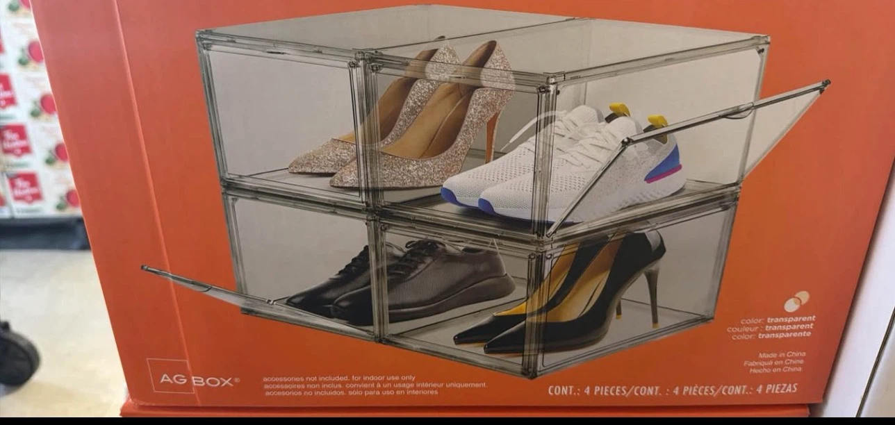 AG Box Premium Stackable Shoe Boxes 4-Pack
