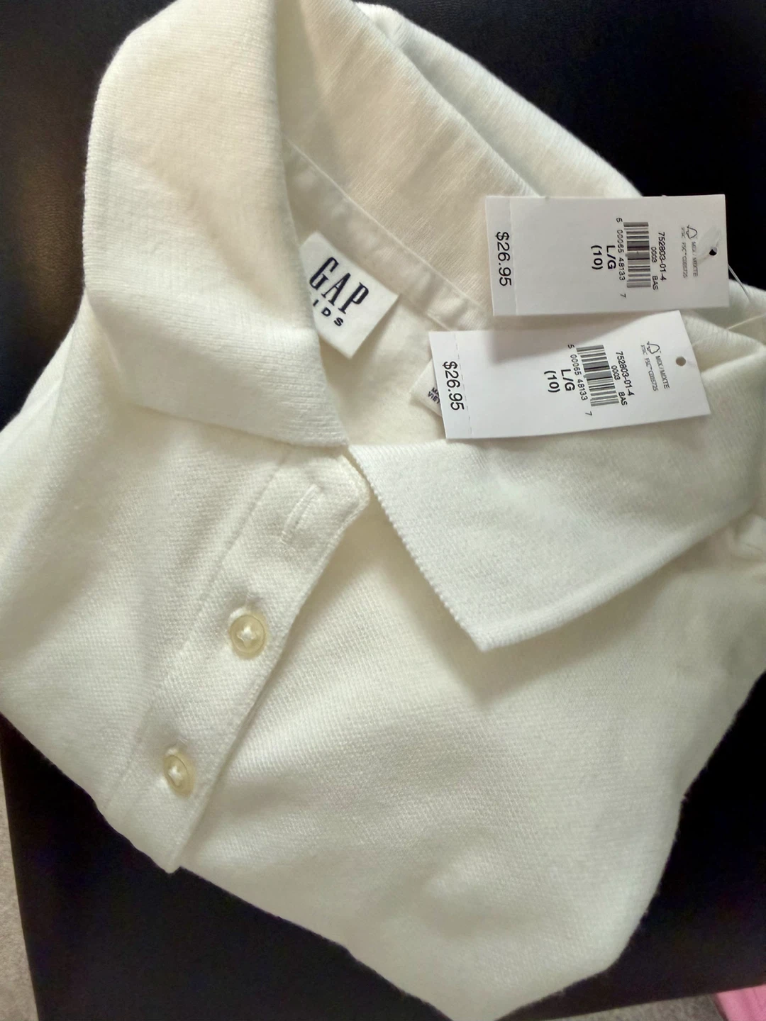 New Gap Kids White Polo Shirt Size Large (10)