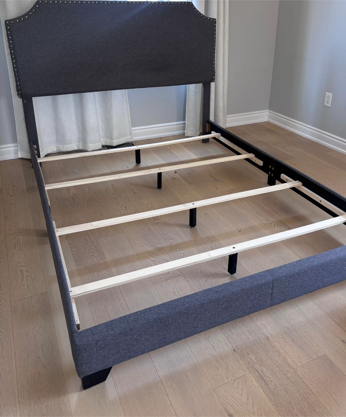 Upholstered Queen Bed Frame with Nailhead Trim