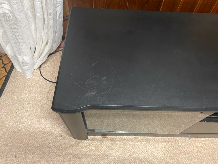 Black TV Stand with Glass Doors and Drawer - photo 3