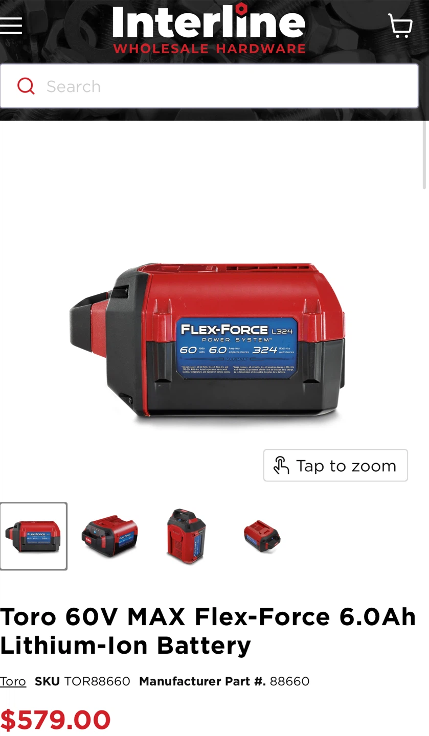 Toro 60V Flex-Force 6.0Ah Battery