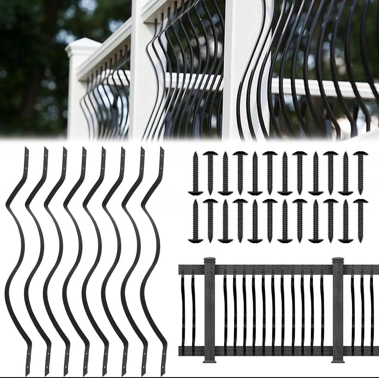 Deck Balusters 32-1/4 Inches - 52pcs Curve Iron - BNIB