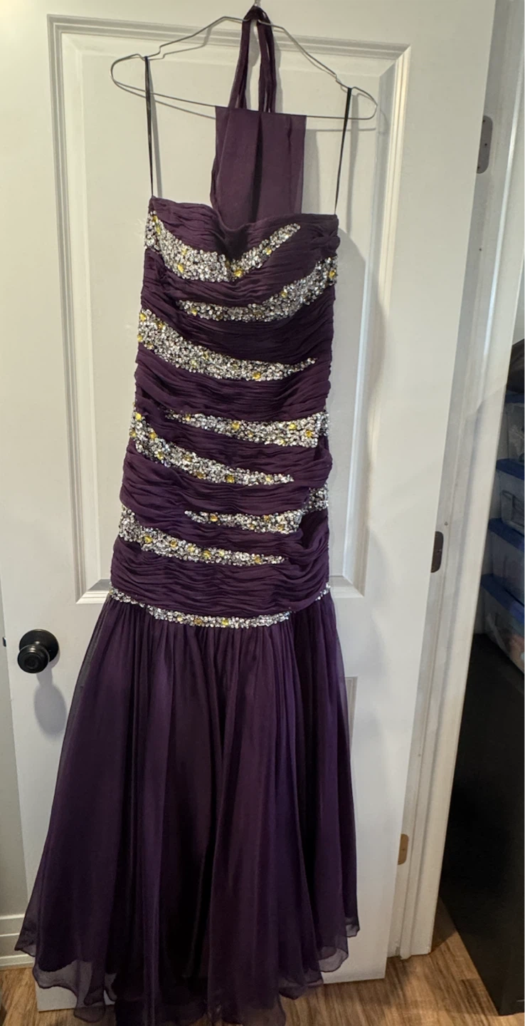 Purple Beaded Evening Dress