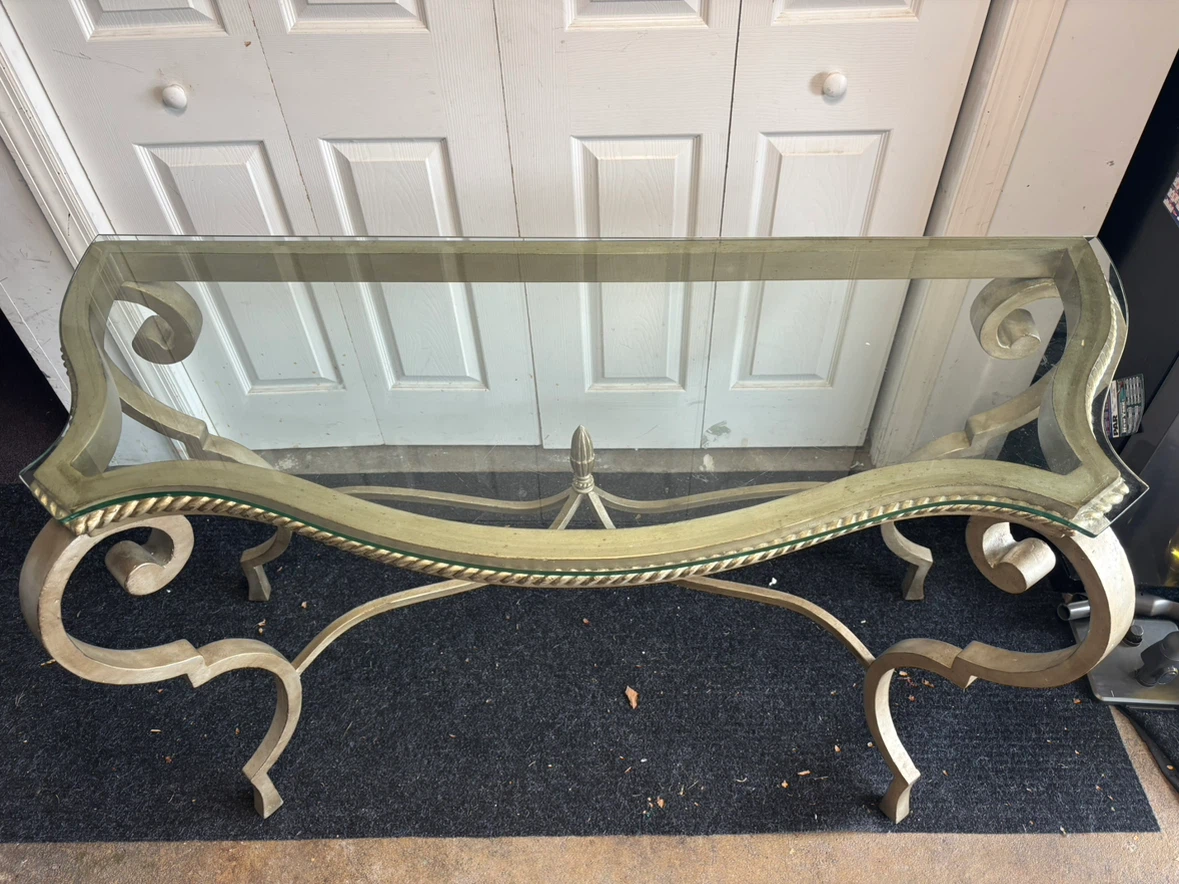 Elegant Metal and Glass Console Table