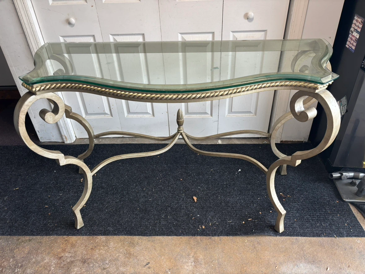 Elegant Metal and Glass Console Table - photo 2