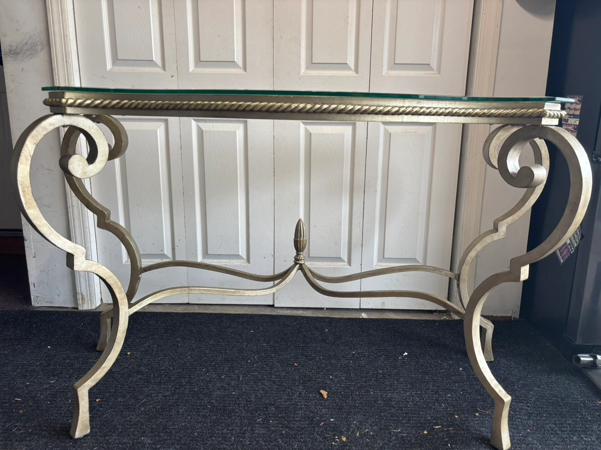 Elegant Metal and Glass Console Table - photo 3