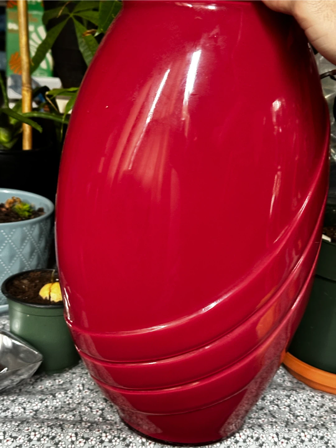 Large Vintage 1980s Art Deco Revival Glass Floor Vase - photo 2