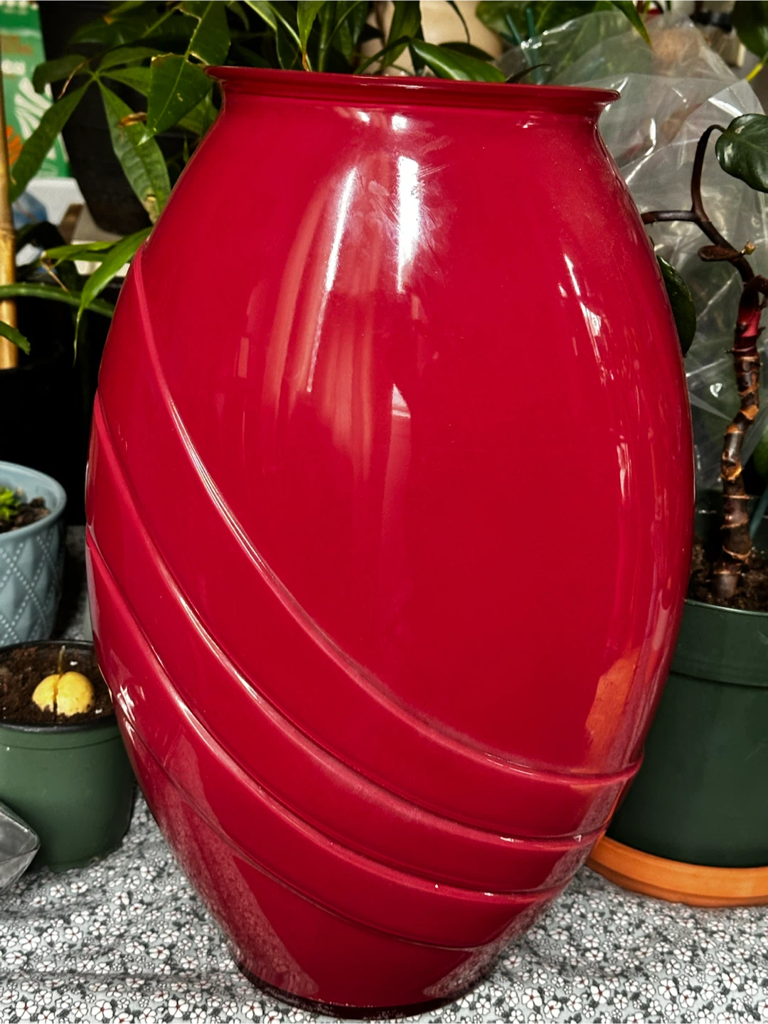 Large Vintage 1980s Art Deco Revival Glass Floor Vase - photo 3