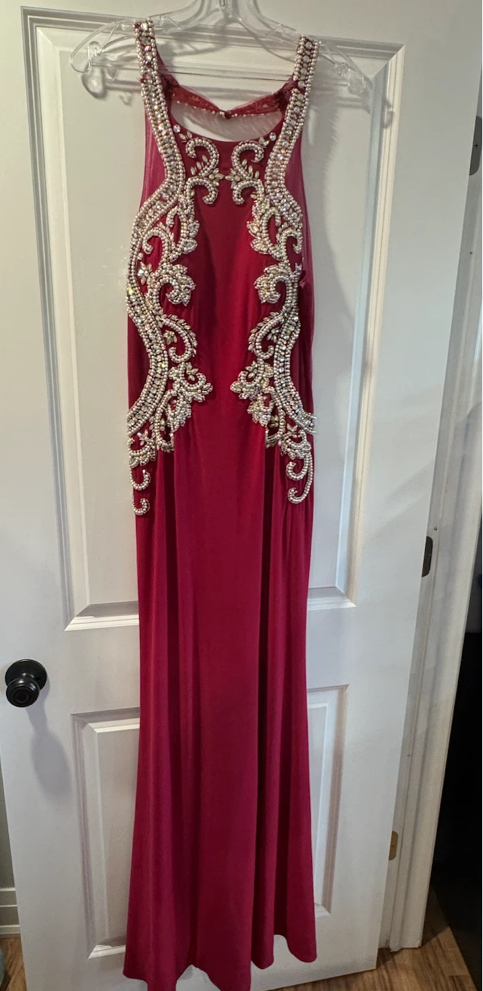 Fuchsia Formal Evening Gown with Beading