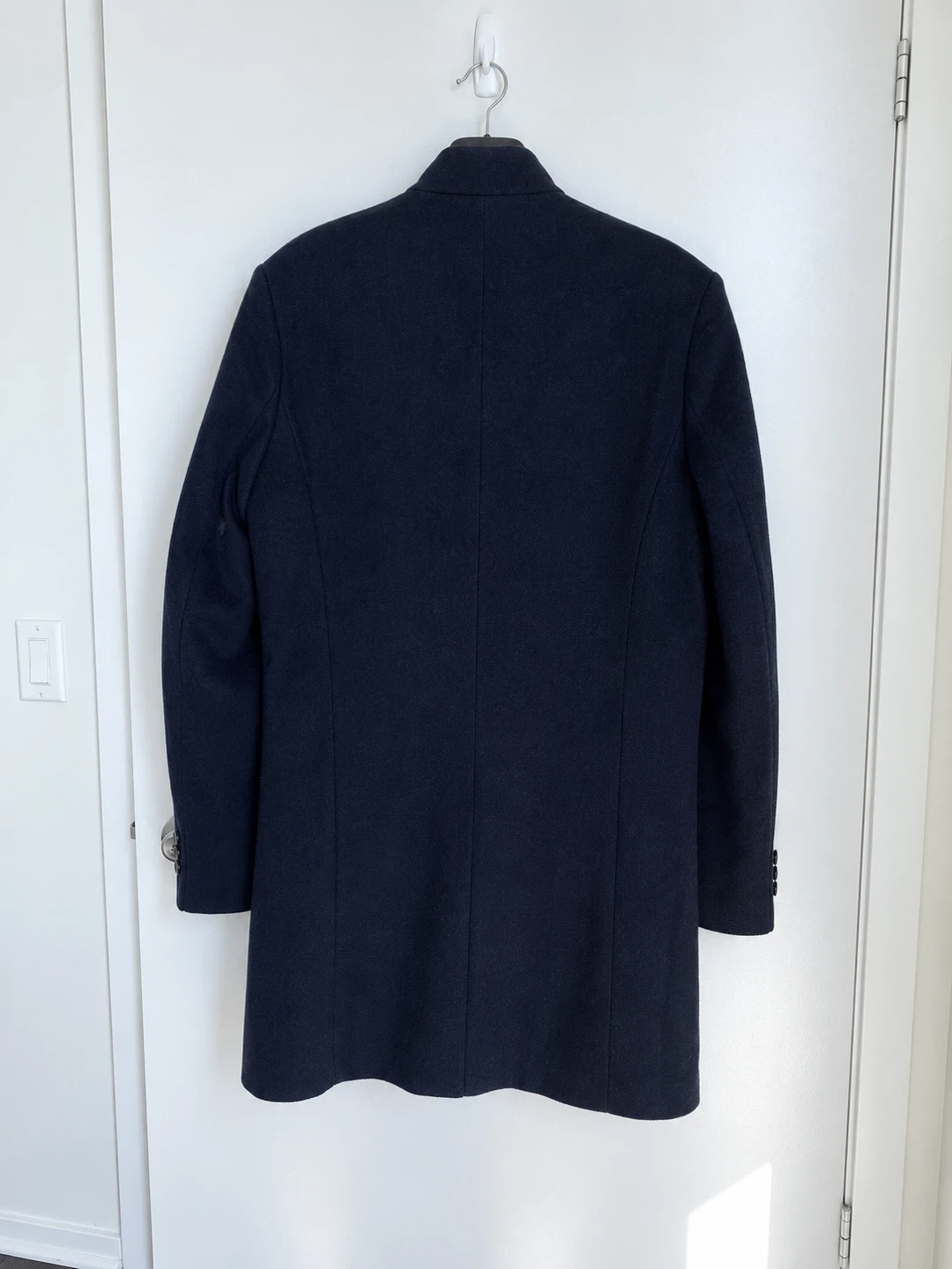 Men's Navy Wool Blend Coat - size L - photo 2