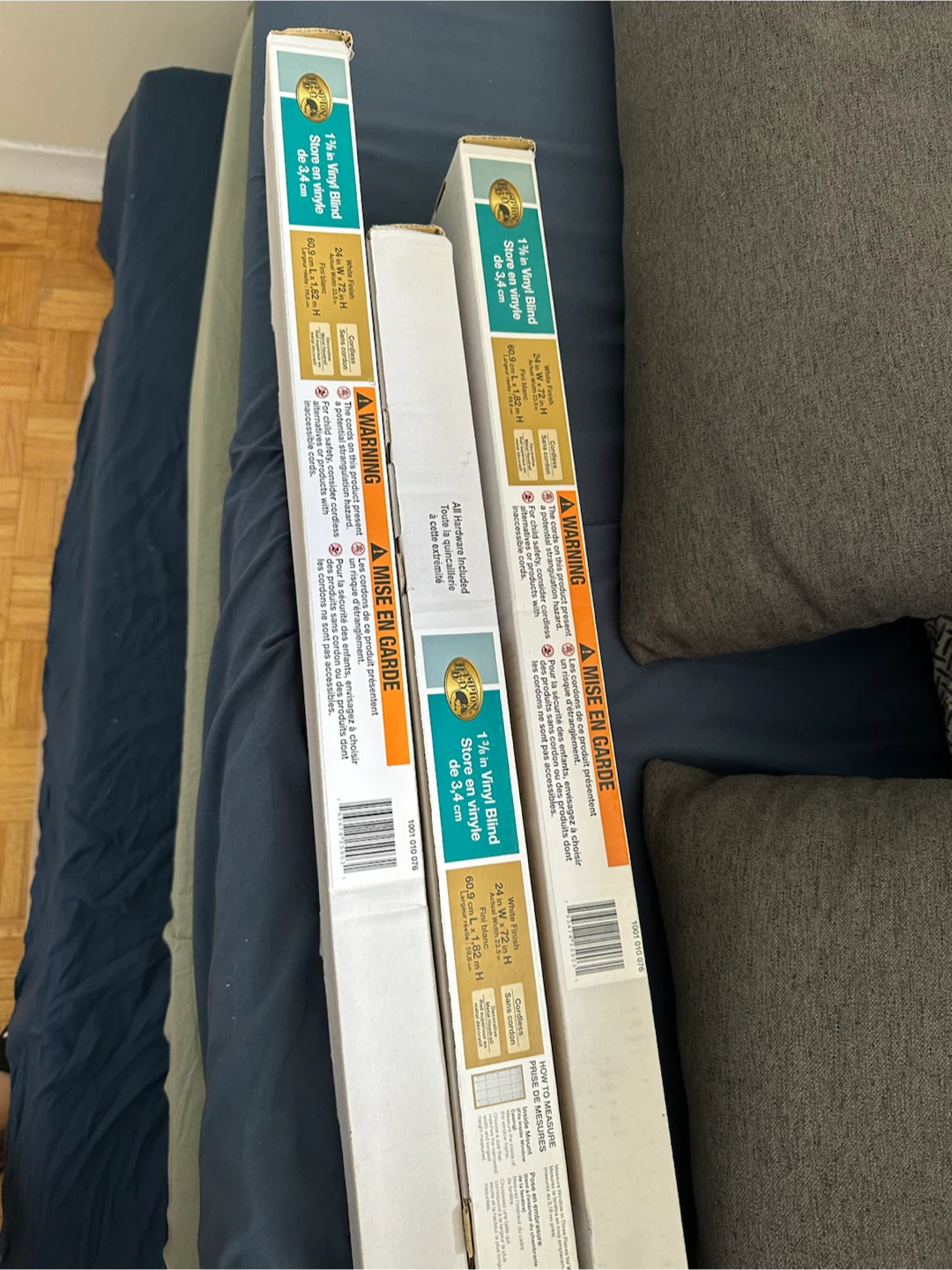 Hampton Bay 24 in x 72 in Cordless Vinyl Blinds - set of 3 - photo 2