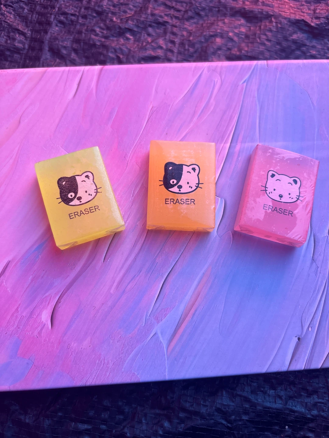 Three Cute Cat Erasers