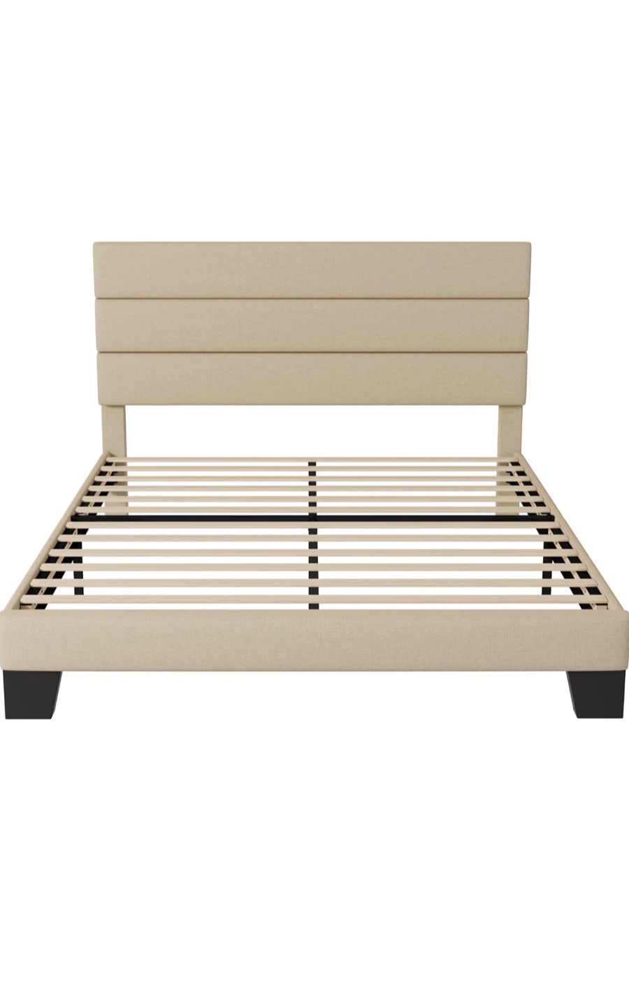 New Queen Size Cream Upholstered Platform Bed BRAND NEW - photo 3