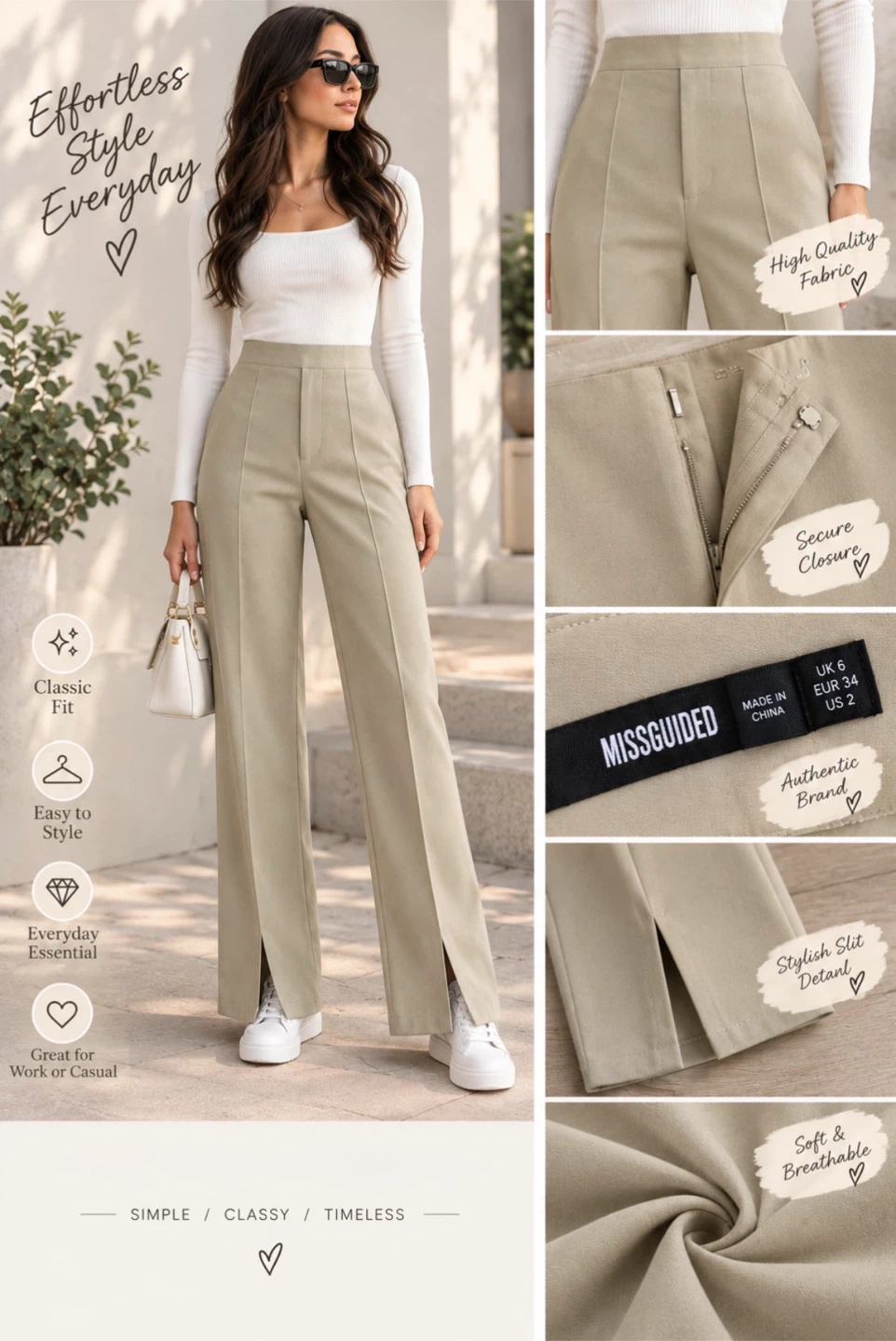 Missguided beige trousers