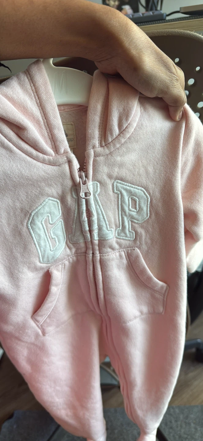Baby Gap Pink Zip-Up Hoodie Romper