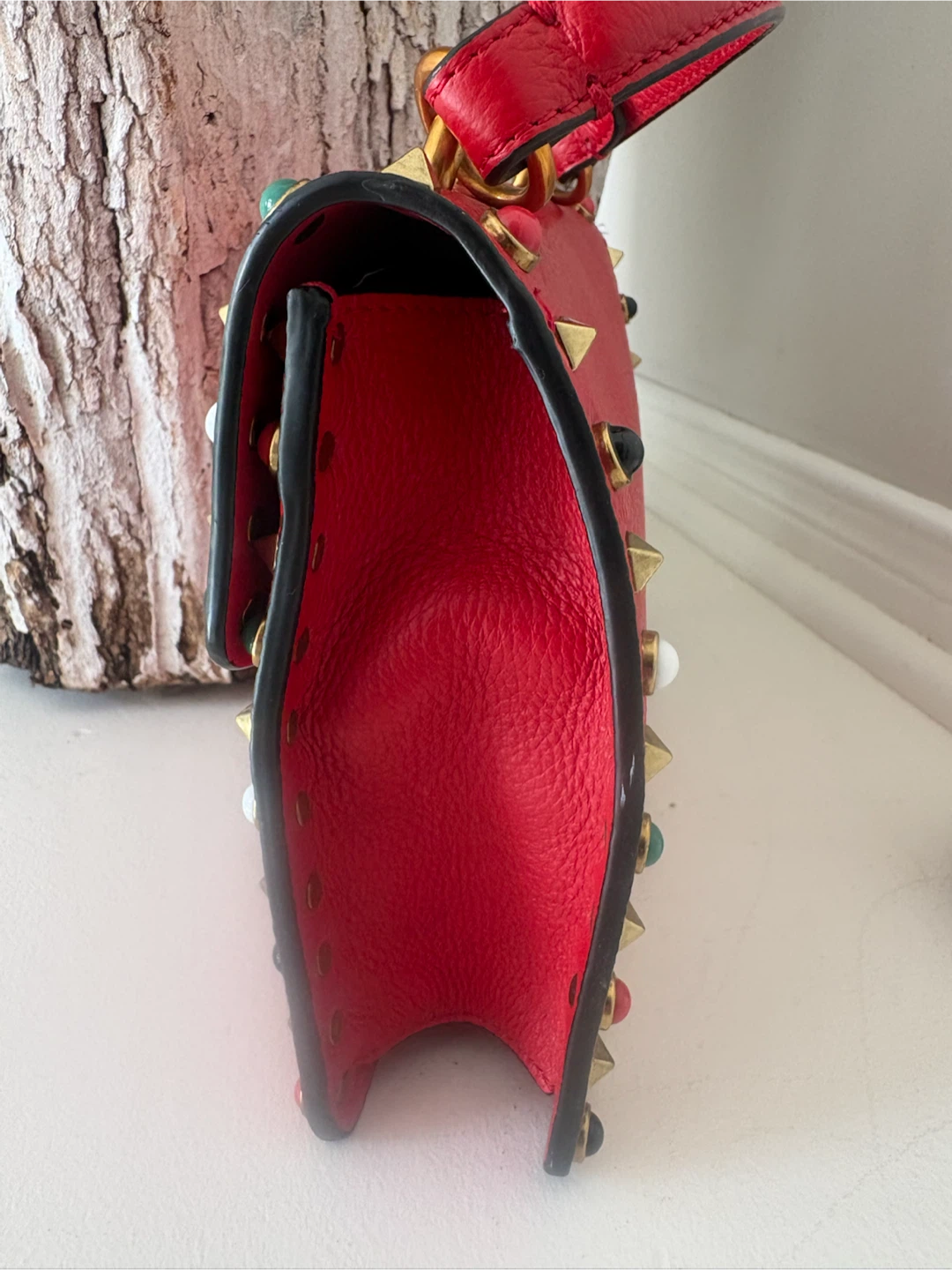 Rockstud Red Leather Handbag - photo 2