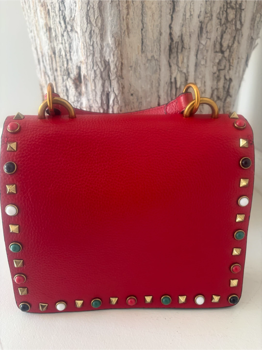 Rockstud Red Leather Handbag - photo 3