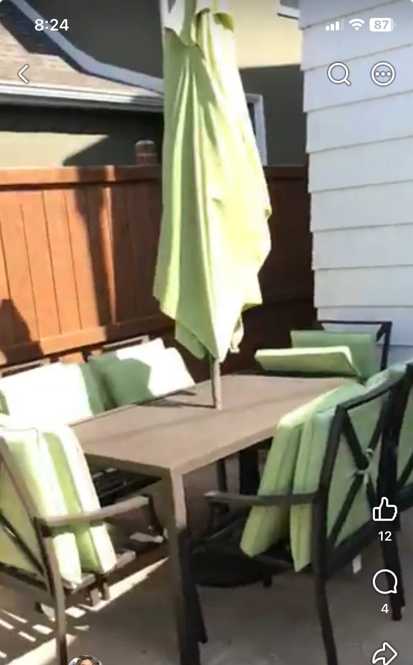 Outdoor Dining Set with Table, 6 Chairs, and Umbrella