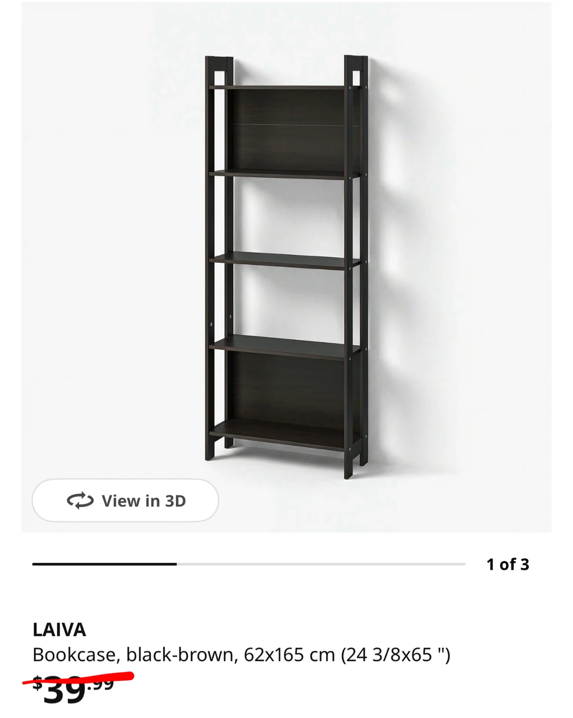 IKEA LAIVA Bookcase (Black/Brown)