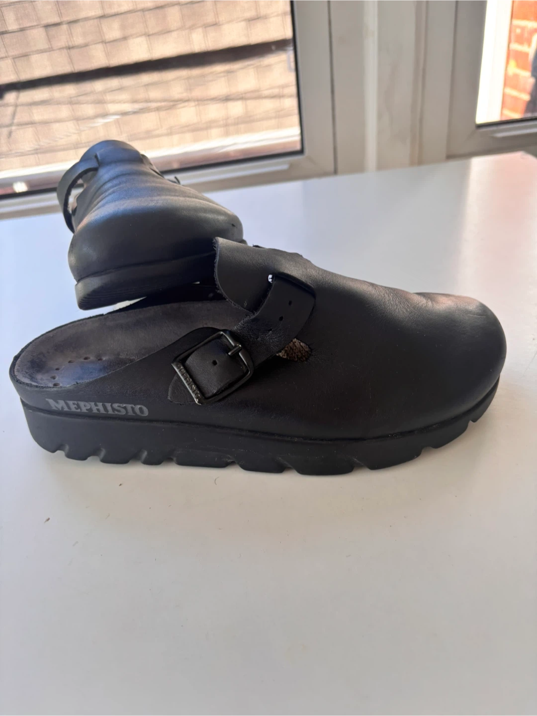 Mephisto Black Leather Clogs Size 39