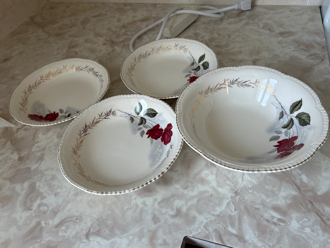 Set of 4 Vintage Floral Bowls