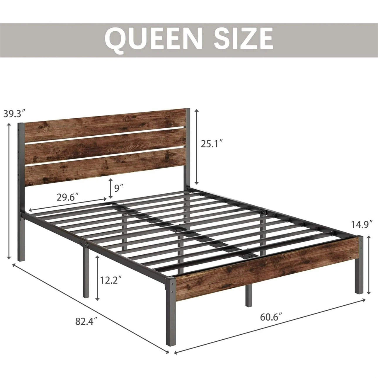 NEW Queen Size Metal and Wood Bed Frame BRAND NEW - photo 3