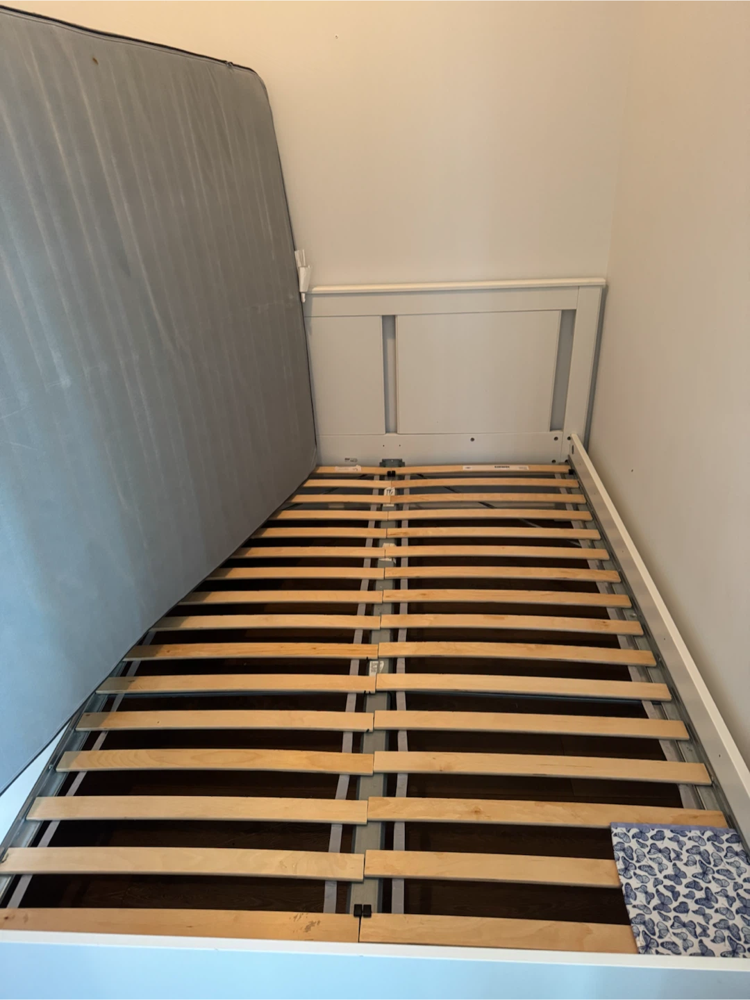 White IKEA Bed Frame with Mattress - photo 2