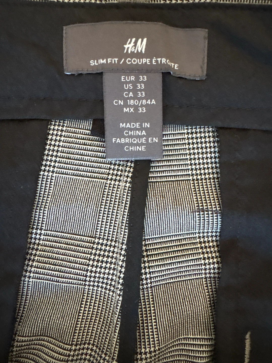 H&M Slim Fit Trousers - Grey Check - photo 4