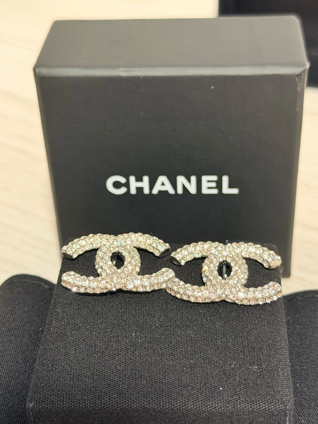 Chanel Crystal CC Logo Earrings