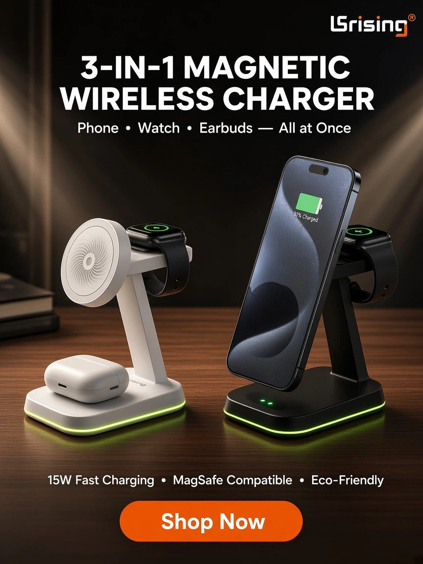 Lrising 3-in-1 Magnetic Wireless Charger