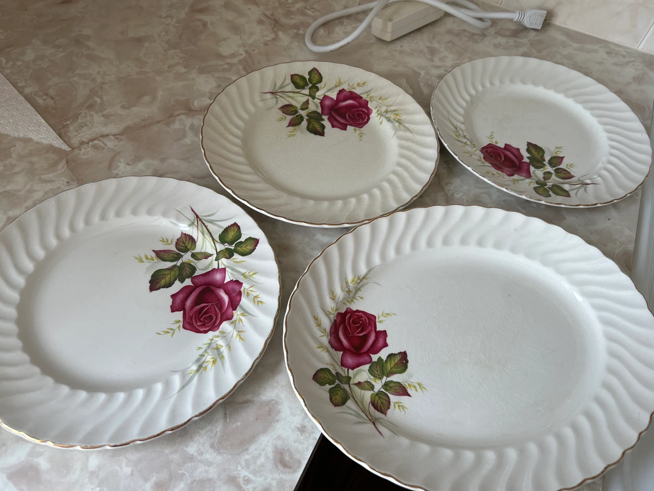 Set of 12 Rose Pattern Plates - photo 3