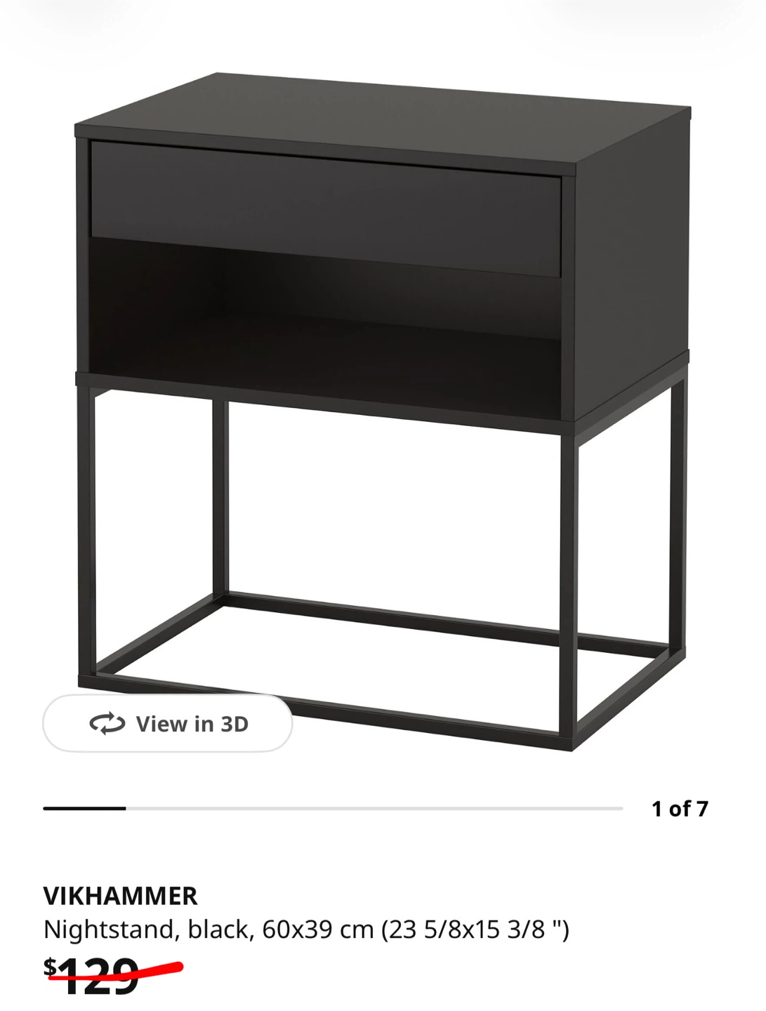Two IKEA VIKHAMMER Nightstands (Black)