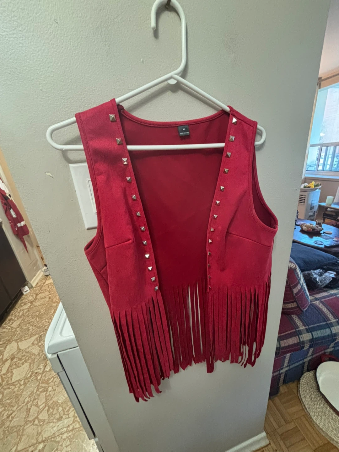 Red fringe suede-look vest