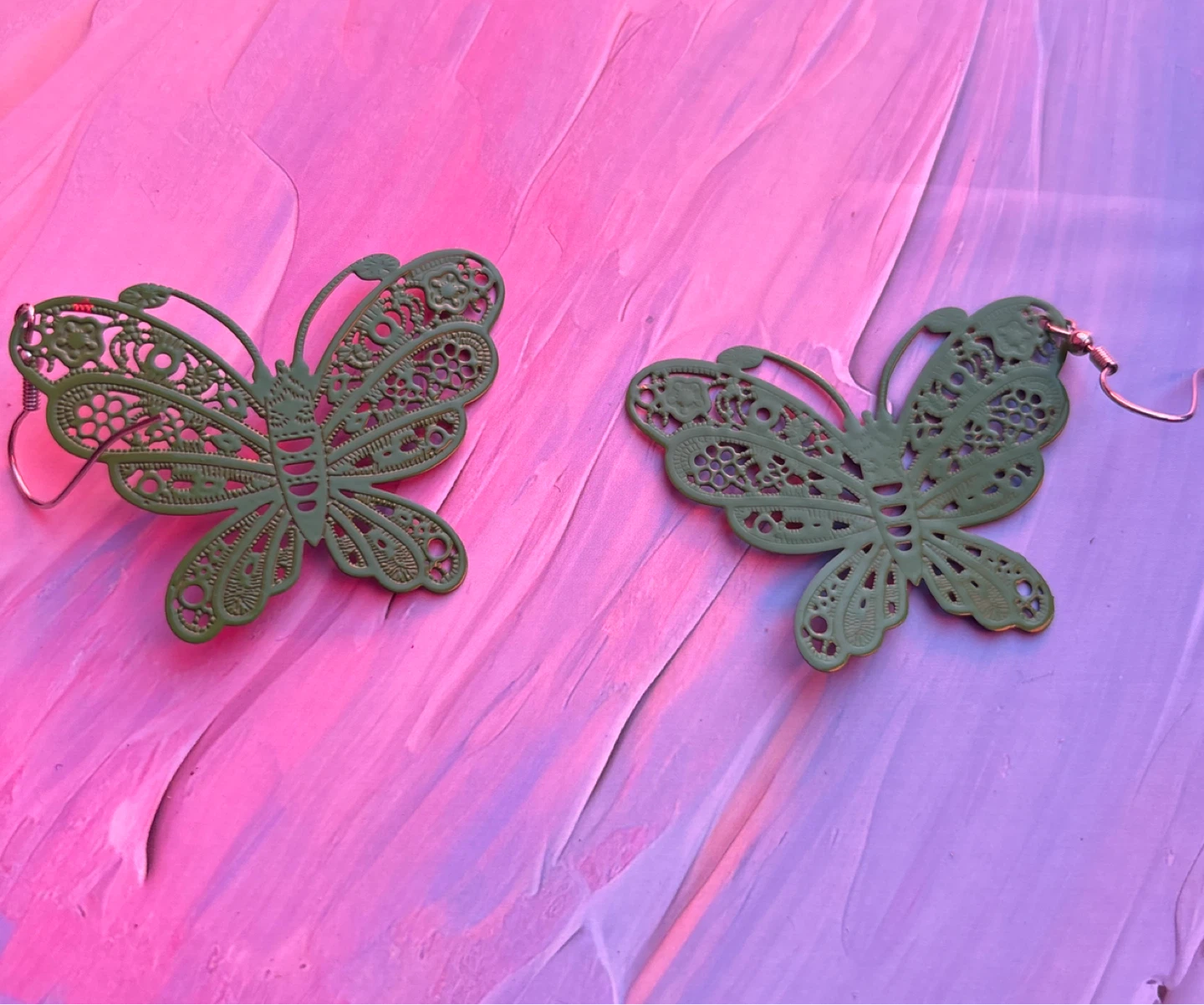 Olive Green Butterfly Earrings