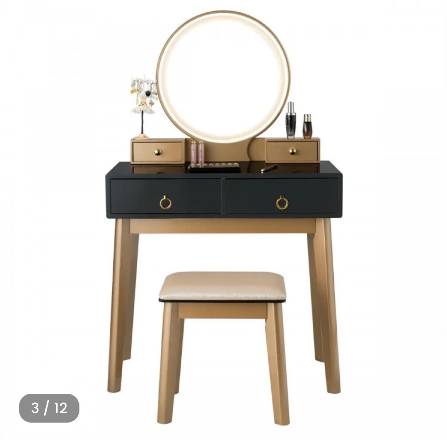 Vanity Table with LED Mirror