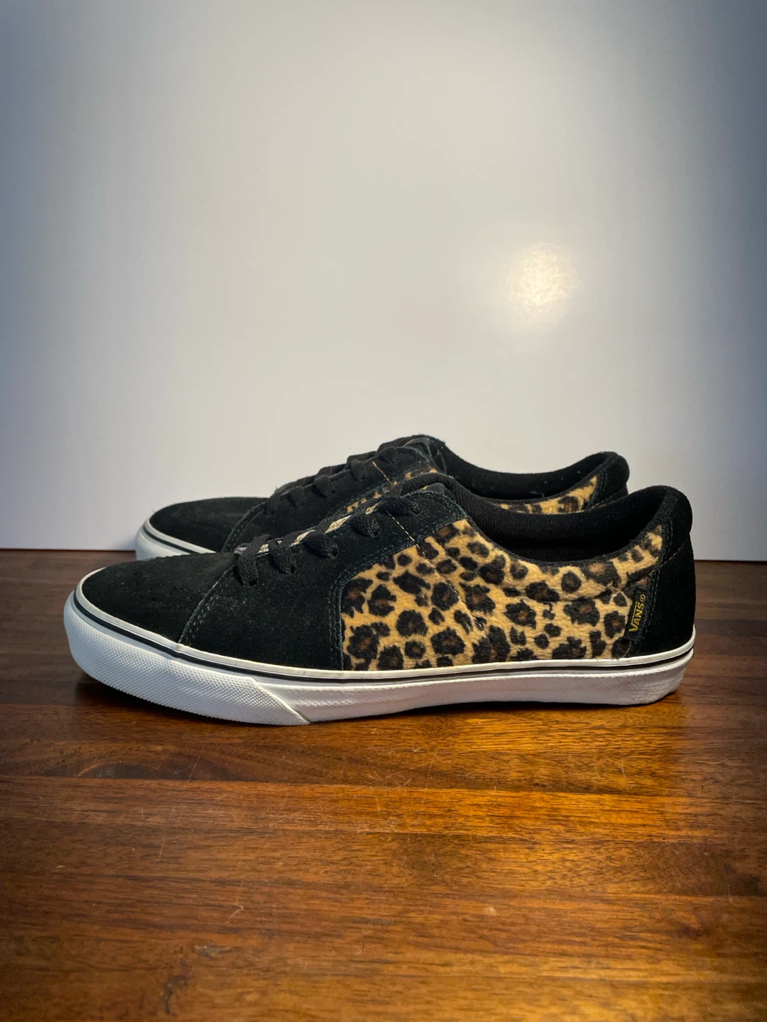 Vans Black and Leopard Print Sneakers