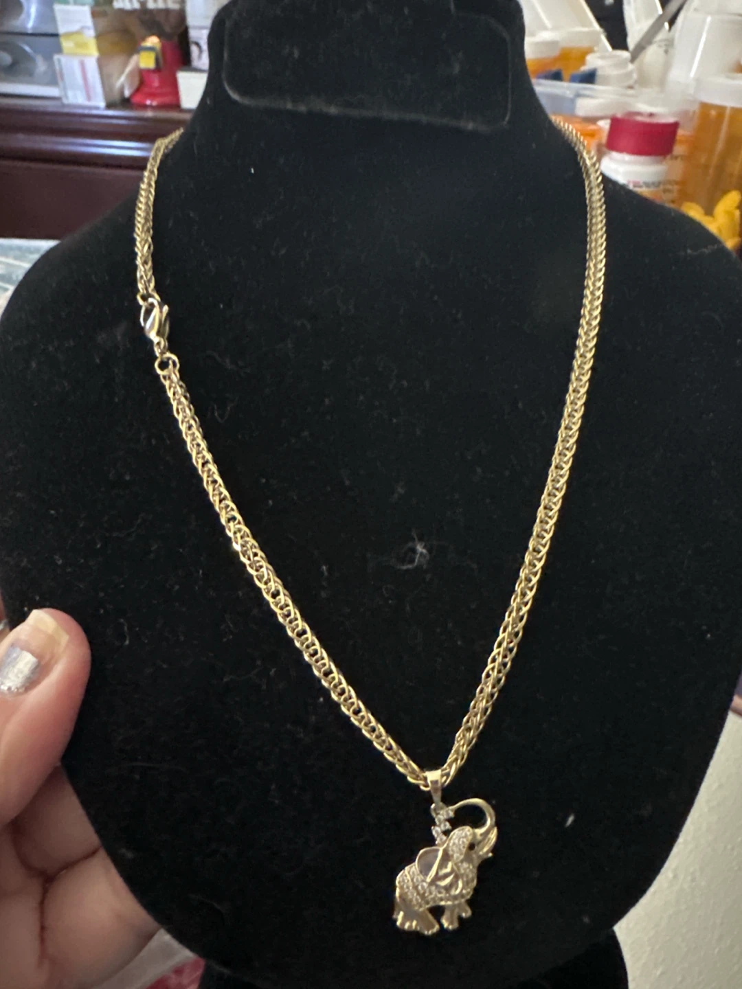 14k Gold Tone laminated Elephant Pendant Necklace