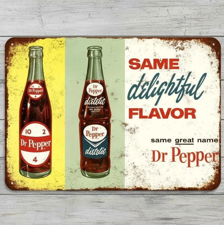 Vintage-Style Dr Pepper Metal Sign- 8”x12”