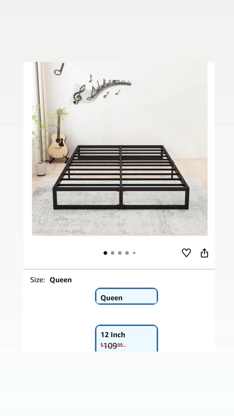 12” Queen Size Metal Bed Frame