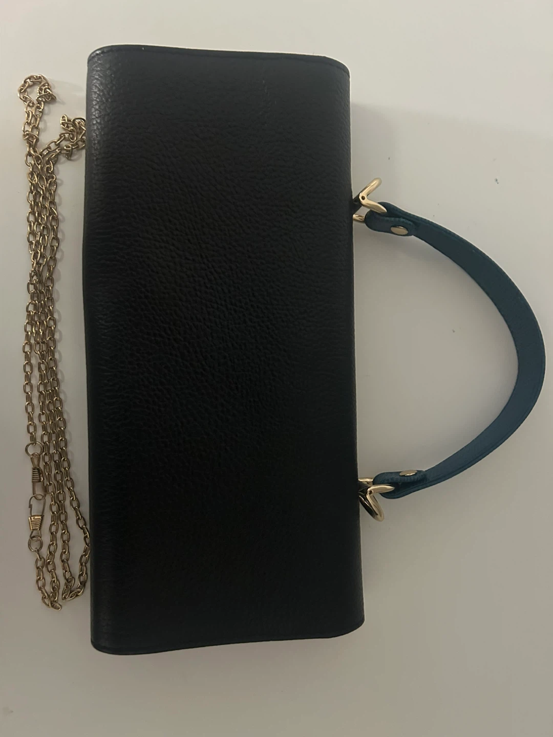 Black clutch with gold chain - photo 2