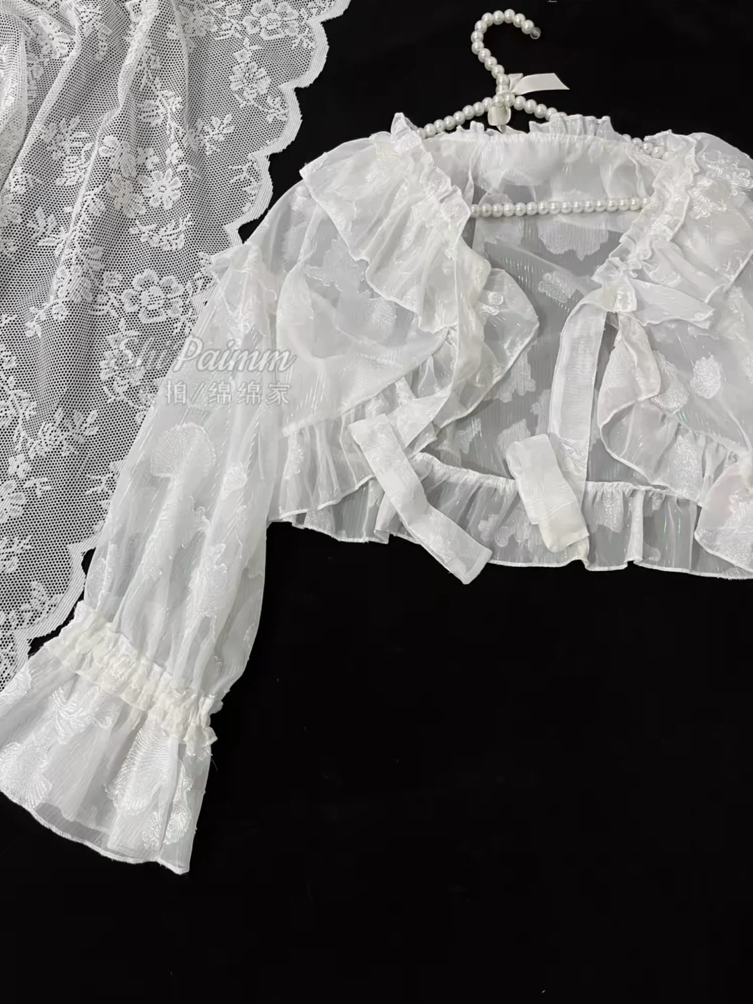 White Lolita Ruffle Sheer Bolero Cardigan