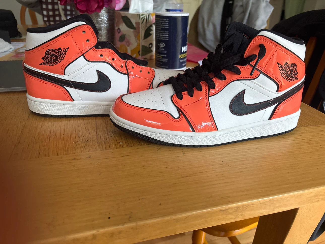 Nike Air Jordan 1 Mid Orange and White Size 9.5 - photo 2