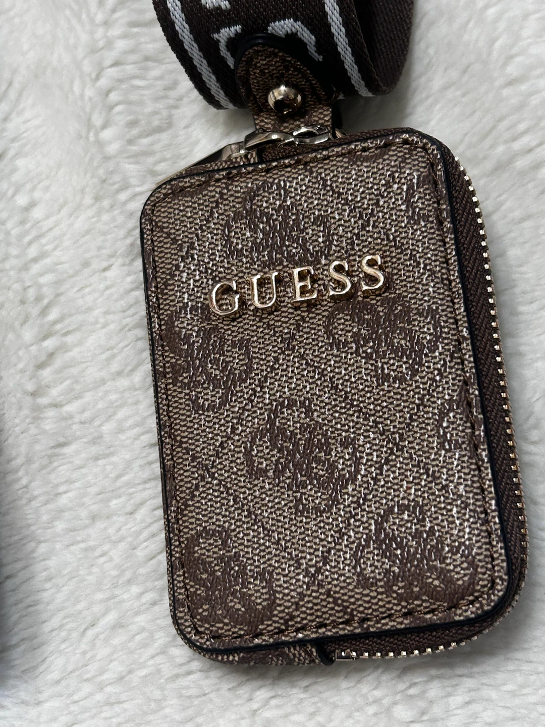 Guess Brown Logo Small Pouch with Strap - photo 2